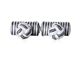 Classic Silver / Gray & White Silk Knot Log Cufflinks with Presentation Box