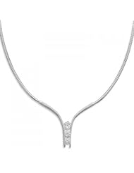 MMA Silver - 16 inch Omega with 3 Graduated CZs Necklace