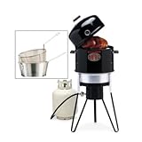 IMAGE OF Brinkmann 810-5010-2 All-in-One Outdoor Cooker with Pan and Basket Set, Black