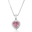 Sterling Silver 3ct Pink Ice Heart Pendant-Necklace 18 Chain