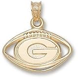 Georgia Bulldogs Solid 10K Gold ''G'' Pierced Football Pendant