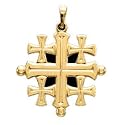 Cross Jerusalem 14K Yellow Gold 27X26mm with 18 inch necklace