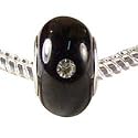 LovingtheBead &copy; 'Cheeky Black' Gem-Set Foil Murano Glass Slide-on & slide-off Bead Charm