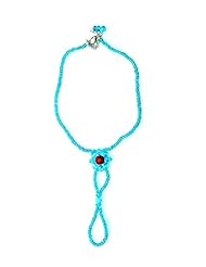 Jewelry: Barefoot Sandals Beach Toe Ring Sea Blue Bead anklet Jewelry Boho Bohemian handmade vintage hippie (10.5")