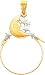 14K Two Tone Gold Moon & Stars Charm Holder