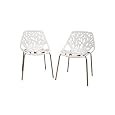 Birch Sapling White Plastic Accent / Dining Chair, Set of 2