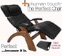 The Human Touch Power Electric Perfect Chair Recliner - PC95 / PC-095 Walnut Recline Wood Base PREMIUM Black Leather Pads - Interactive Health Zero Anti Gravity Chair