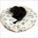 NAUTICAL ROUND PILLOW BEDMED ROUND BLUE SHELLS