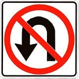 Metal traffic Sign: No U Turn (with symbol)