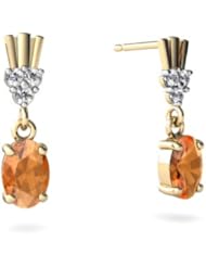 Genuine Fire Opal 14kt Yellow Gold Dangle Drop Earrings