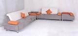 Modern Silver Orange and White MicroFiber Fabric Sofa Loveseat Ottoman