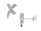 Criss Cross Diamond Earrings 1/8 Carat (ctw) in 14K White Gold