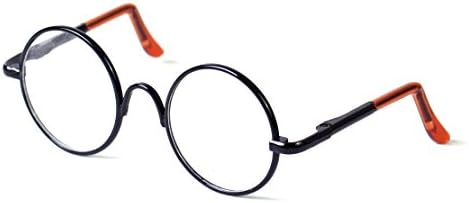 hermeshine TM Round Metal Frame Doll Eye Glasses Fit for Neo Blythe Doll Girl Gift, Black