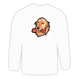 Long Sleeve T-shirt with telephone, holding, animal, receiver, dog