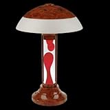 Lava® Table Lamp - Burl Wood Base Red Wax with Clear Liquid End Table Lamp