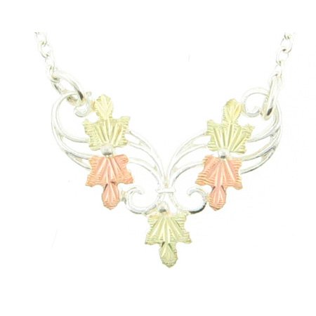 Sterling-silver Yellow-gold Black Hills Gold 5 leaf Pendant