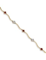 14k Diamond And African Ruby Round Bracelet