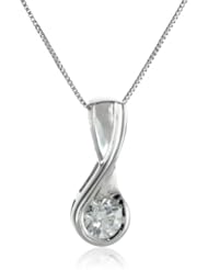 14k Gold Round-Cut Diamond Solitaire Pendant (1/3 cttw, H-I Color, I1-I2 Clarity), 18"