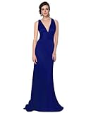 Ever Pretty Trailing V-neck Ruffles Cross Back Empire Waist Bridesmaid Dress 09008, HE09008SB06, Sapphire Blue, 4US