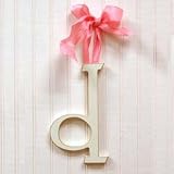 Wooden Hanging d: Pink Polka Dot Ribbon