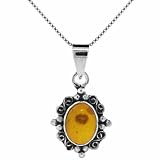 Sterling Silver Genuine Amber stone Pendant