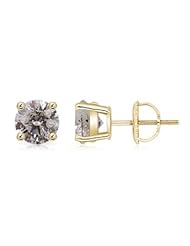 2 ct Solitaire Diamond Stud Earrings in Yellow Gold