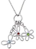 Sterling Silver Hanging Flower Charms Necklace