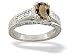 14K White Gold Genuine Oval Smoky Quartz and Diamond Antique Style Ring
