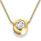 0.40 ct. D/VVS1 GIA Certified Round Bezel Set Diamond Solitaire Pendant in 14K Yellow Gold