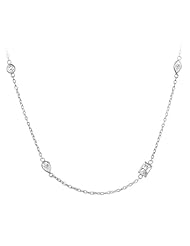 Sterling Silver Cubic Zirconia Multi-Shape Station Necklace