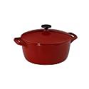 Tramontina Gourmet 3.5 Quart Cast Iron Covered Casserole, Red Enamel