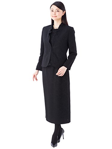 素敵体験 ブラックフォーマルスーツ 日本製生地 米沢織 喪服[7号～17号]【210447】