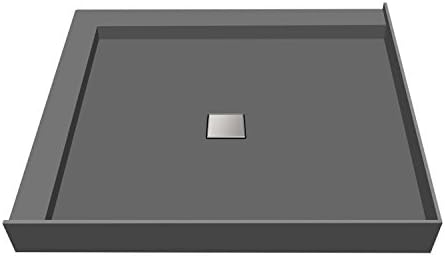 Tile Redi Right Double Curb Shower Pan With Tileable Center Wonder Drain, 48"D x 48"W