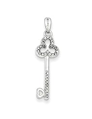 Sterling Silver Diamond Skeleton Key Pendant
