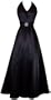 Satin Halter Dress Crystal Pin Prom Holiday Gown Formal Bridesmaid, 2X, Black