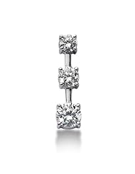 Three Stone Round Brilliant Diamond Pendant in 14K White Gold