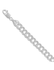 Sterling Silver 8 Inch Diamond Cut Charm Bracelet (7mm)