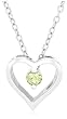 Sterling Silver Peridot Heart Pendant, 18"