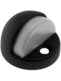 Solid Brass High Dome Door Stop With Grey Rubber Bumper in Matte Black.