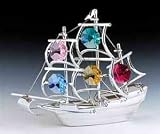 Sailing Ship Silver Plated Swarovski Crystal Ornament