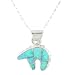 Southwestern Blue Opal Inlaid Bear Pendant in Sterling Silver by Native American Indian Artist Calvin Begay with 18" Sterling Bead/Bar Chain, #7784
