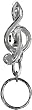 Treble Clef Pewter Ring Pocket Clip Keychain Key Chain