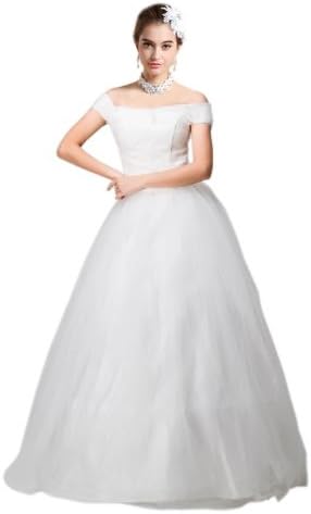 Ibeauty One-shoulder Floor-length Deep V-neck Wedding Bridal White H12040 White US 0/2
