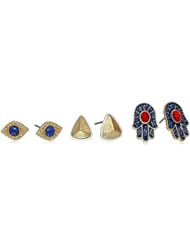 NINE WEST VINTAGE AMERICA "Treasure Trove" Gold-Tone Turquoise Inspirational Trio Earrings Set