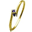 14K Yellow Gold Tanzanite and Diamond Bangle Bracelet