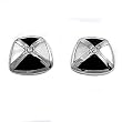 Stone Earrings - Black Onyx and Mother of Pearl - 11 mm