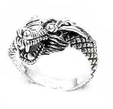 Sterling Silver Wrapped Snarling Dragon Ring (Size 8,9,10,11,12)