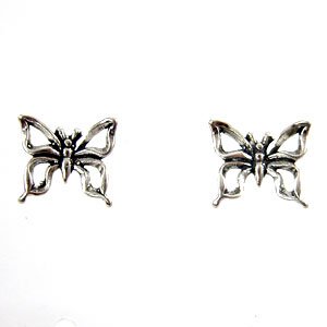 Pretty Little Sterling Silver Butterfly Post Earrings, #11274