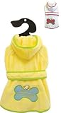 Pet Supplies : Soft Terry Bath Robe - Yellow with Green Trim - XS (6"-8")