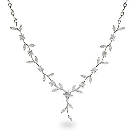 Sparkling Vine of Diamond CZ Leaves Necklace by 